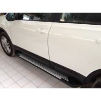 Бокові пороги Allmond Grey (2 шт, алюм) довга база для Nissan Qashqai 2010-2014рр.