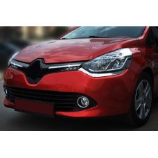 Накладки на решітку радіатора OmsaLine (2 шт, нерж.) Хром для Renault Clio IV 2012-2019 рр.