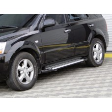 Бокові пороги Allmond Grey (2 шт., алюм.) для Kia Sorento 2002-2009 рр.