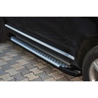 Бокові пороги Allmond Grey (2 шт., алюм) для Volkswagen Touareg 2002-2010 рр.