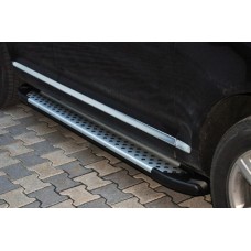 Бокові пороги Allmond Grey (2 шт., алюм) для Volkswagen Touareg 2002-2010 рр.