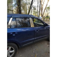 Молдинг дверних стійок (6 шт, нерж.) для Hyundai Santa Fe 2 2006-2012рр.