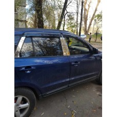 Молдинг дверних стійок (6 шт, нерж.) для Hyundai Santa Fe 2 2006-2012рр.