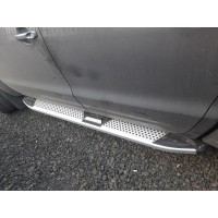 Бокові пороги Mevsim Grey (2 шт., Алюміній) для Volkswagen Amarok 2010-2021 рр.