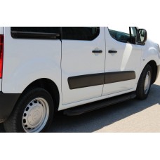 Бокові пороги Allmond Black (2 шт., алюміній) для Citroen Berlingo 2008-2018 рр.