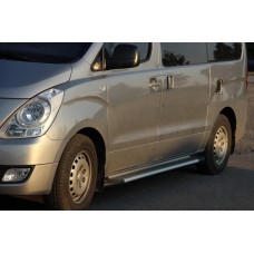 Бокові пороги Allmond Grey (2 шт., алюм.) для Hyundai H200, H1, Starex 2008↗ рр.