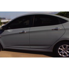 Накладки на ручки (4 шт, нерж) OmsaLine - Італійська нержавійка для Hyundai Accent Solaris 2011-2017 рр.