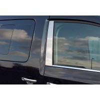 Молдинги на дверні стійки (2 шт., нерж) Carmos - Турецька сталь для Volkswagen Caddy 2004-2010 рр.
