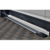 Бокові пороги Line (2 шт, алюміній) Середня база для Volkswagen Crafter 2017↗ рр.