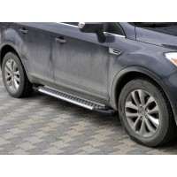 Бокові пороги Allmond Grey (2 шт., алюм.) для Ford Kuga 2008-2013 рр.