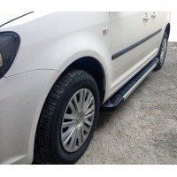 Бокові пороги Red-style (2 шт, алюм) Maxi база для Volkswagen Caddy 2004-2010 рр.