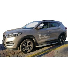 Бокові пороги Tayga Grey (2 шт., Алюміній) для Hyundai Tucson TL 2016-2021рр.