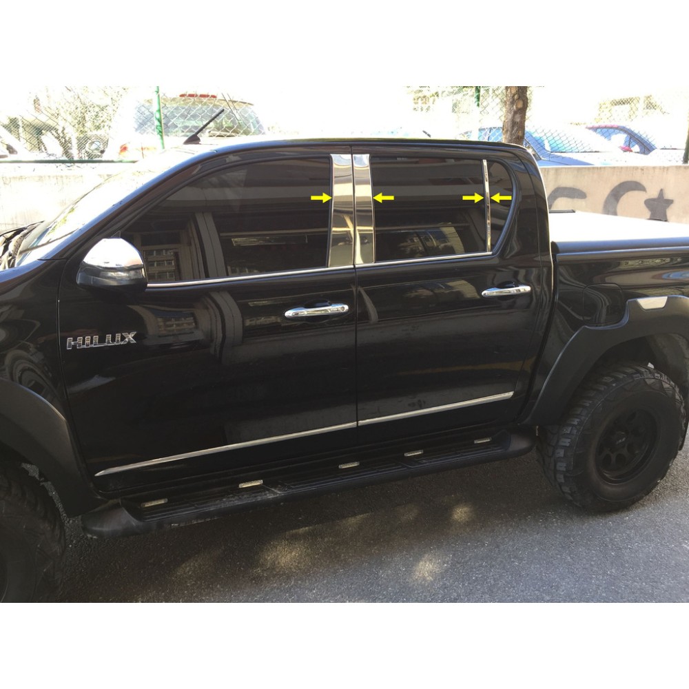 Накладки на всі дверні стійки (6 шт, нерж) для Toyota Hilux 2015↗ рр.
