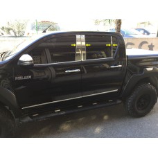 Накладки на всі дверні стійки (6 шт, нерж) для Toyota Hilux 2015↗ рр.