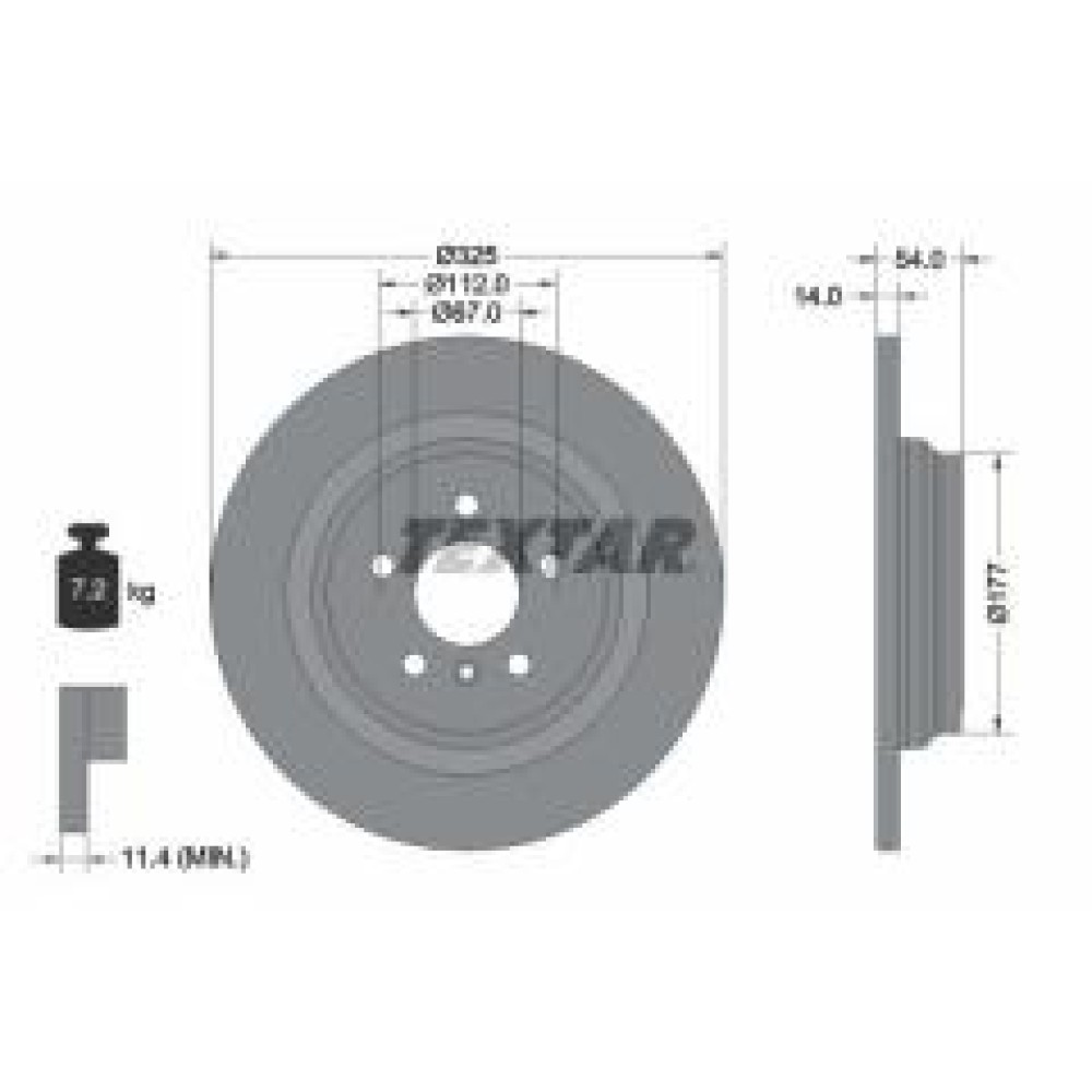 Диск гальмівний (задній) MB M-class (W166) 11-15/GLE (W166) 15- (325x14) PRO+