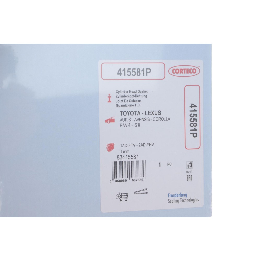 Прокладка ГБЦ Toyota Rav 4 2.2 D 06- (3 метки) (1.0mm)