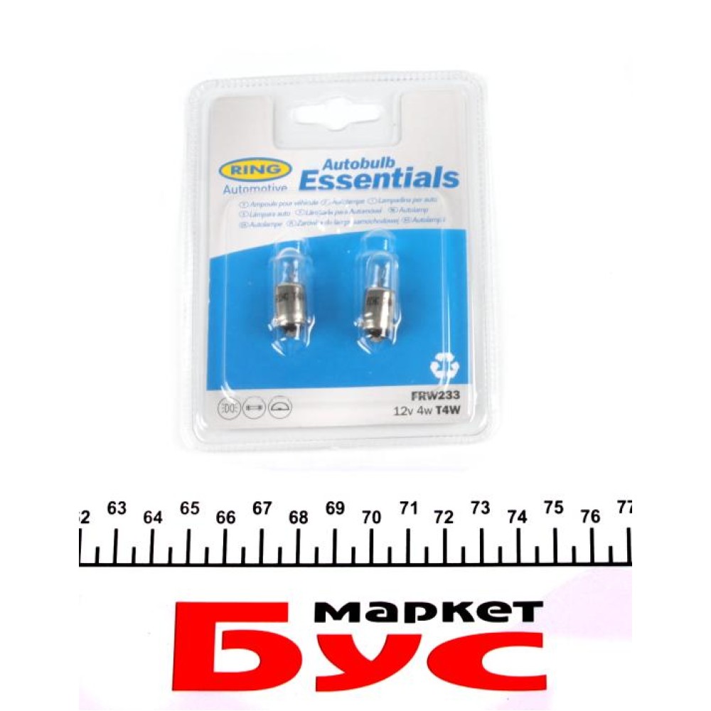 Автолампа T4W 12V 4W BA9s (MCC) Standard (блістер/2 шт.)