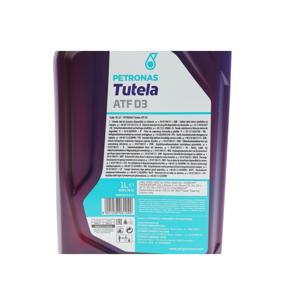 Олива TUTELA ATF D3 (1L) (GM Dexron III-H/Dexron III-G/Allison C4/Ford Mercon)