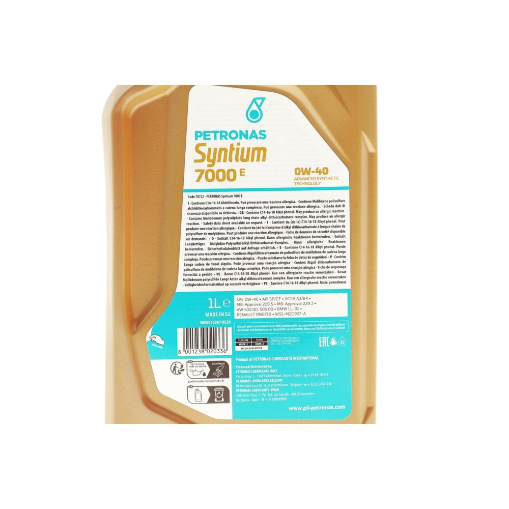 Олива 0W40 SYNTIUM 7000 E (1L) (MB 229.5/MB 229.3/VW 502.00/505.00/LL-01/RN0710/Ford WSS-M2C937-A)
