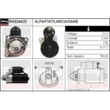 Стартер Fiat Bravo 1.9 D 96-14/Doblo 1.6-1.9 D 01- (2kw) (z=9/11)