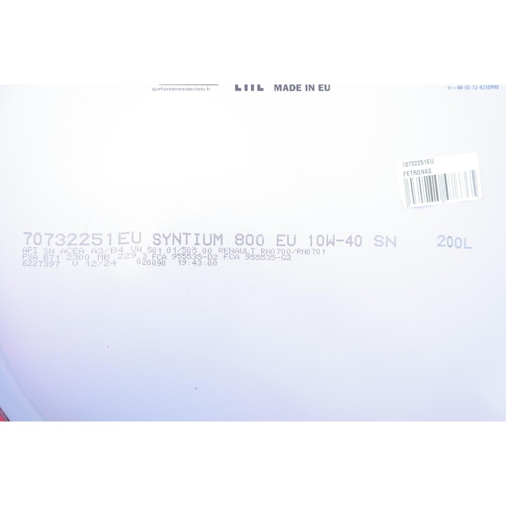 Олива 10W40 SYNTIUM 800 EU (200L) (MB 229.3/VW 501.01/505.00/RN0700/RN0710)