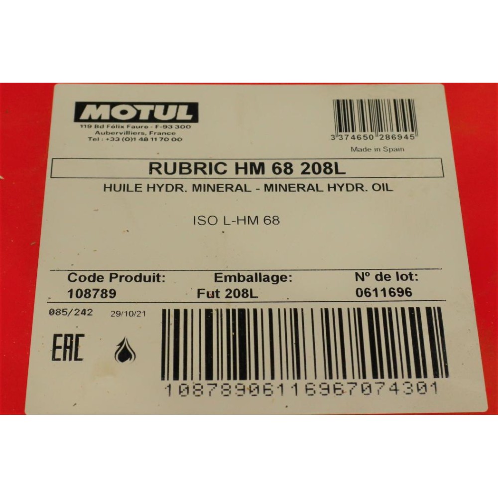 Гідравлічна рідина Rubric HM 68 (208L)