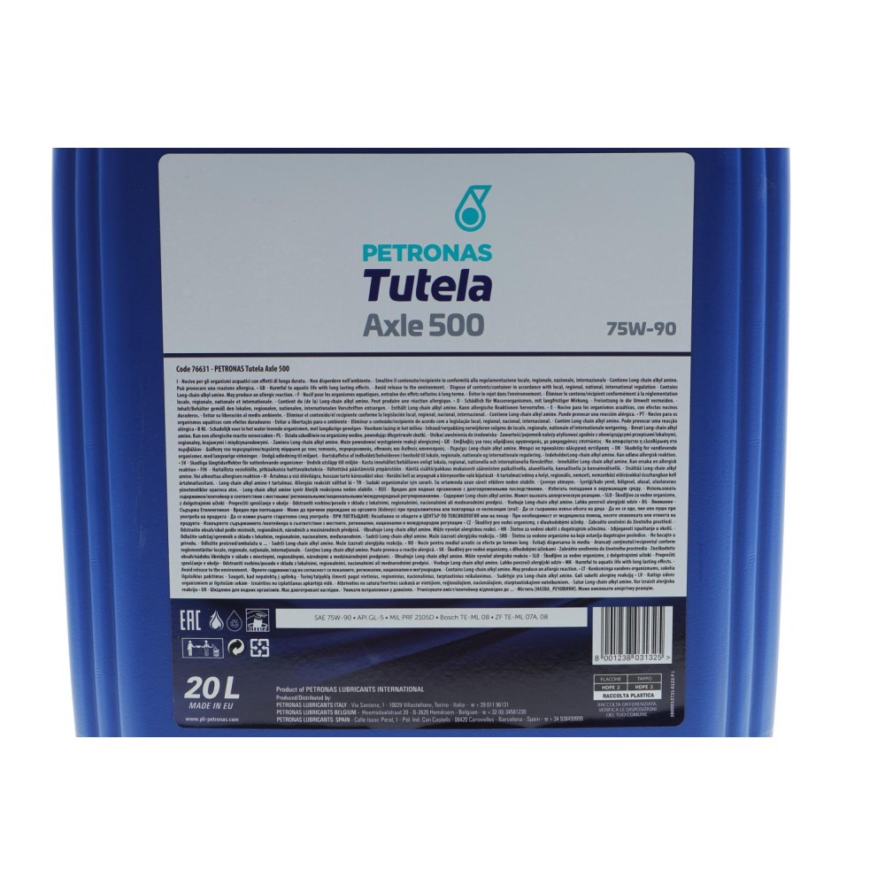 Олива 75W90 TUTELA AXLE 500 (20L) (MIL PRF 2105D) (API GL-5)