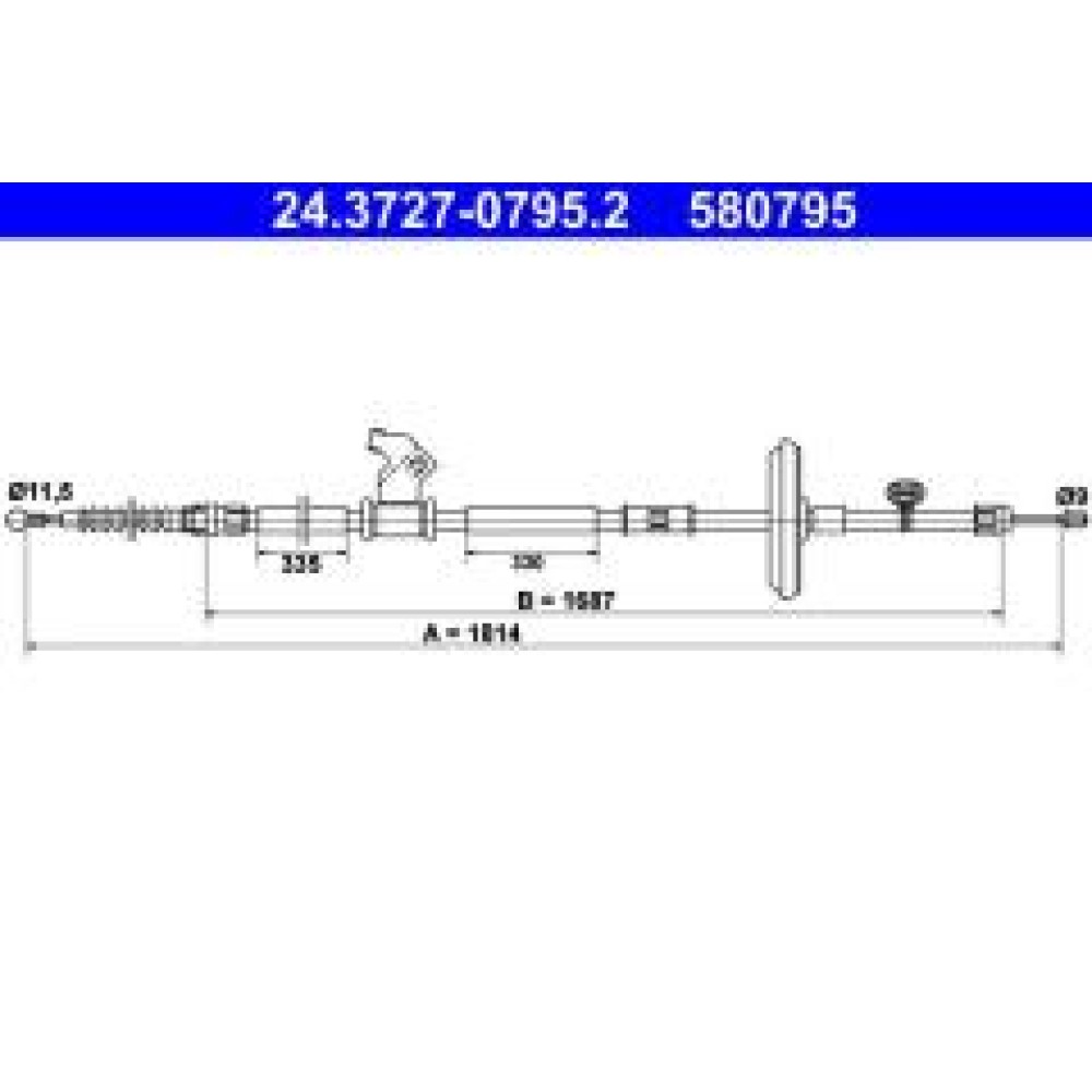 Трос ручника (R) Opel Astra J/Chevrolet Cruze 09- (L=1814mm)