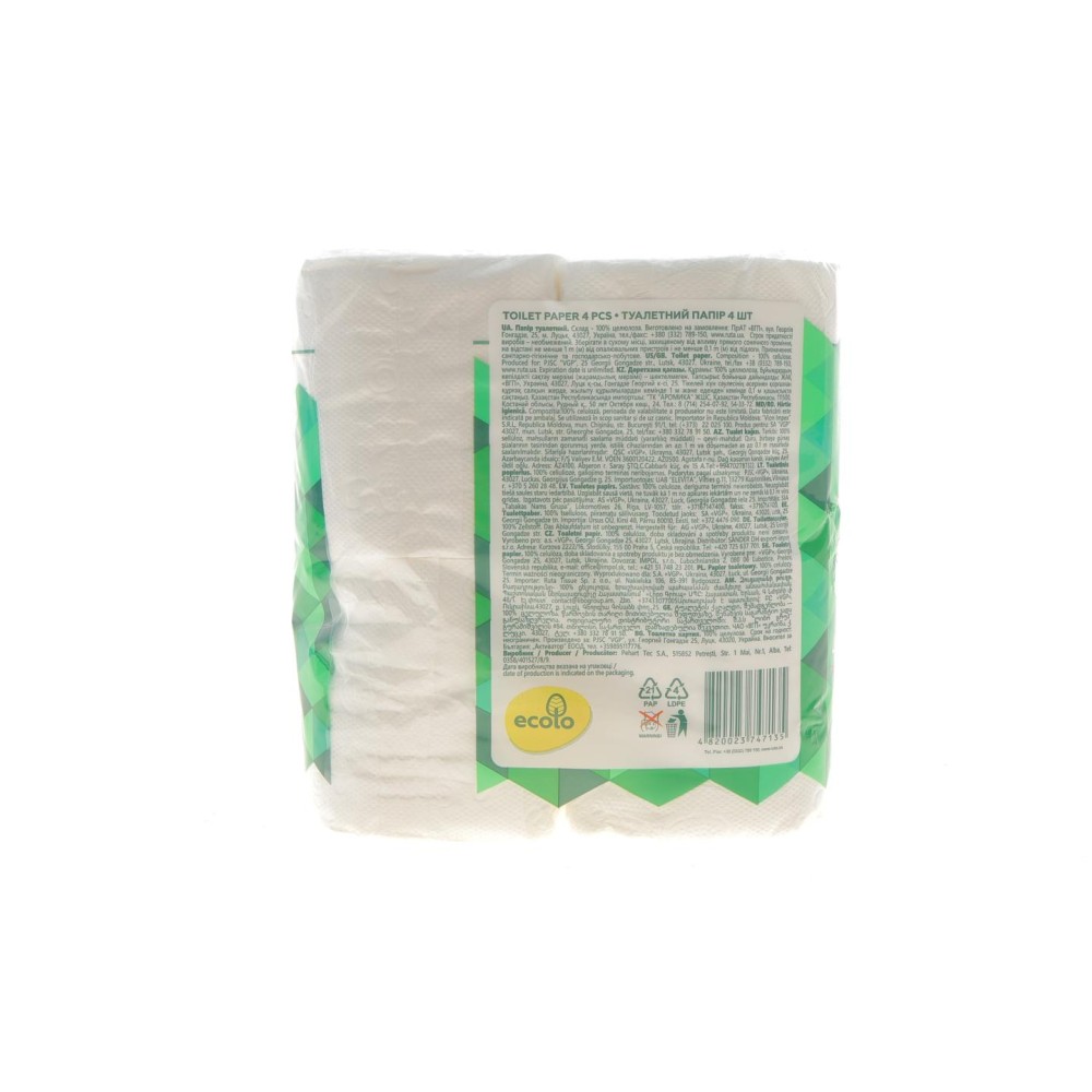 Папір туалетний Еколо 4шт
