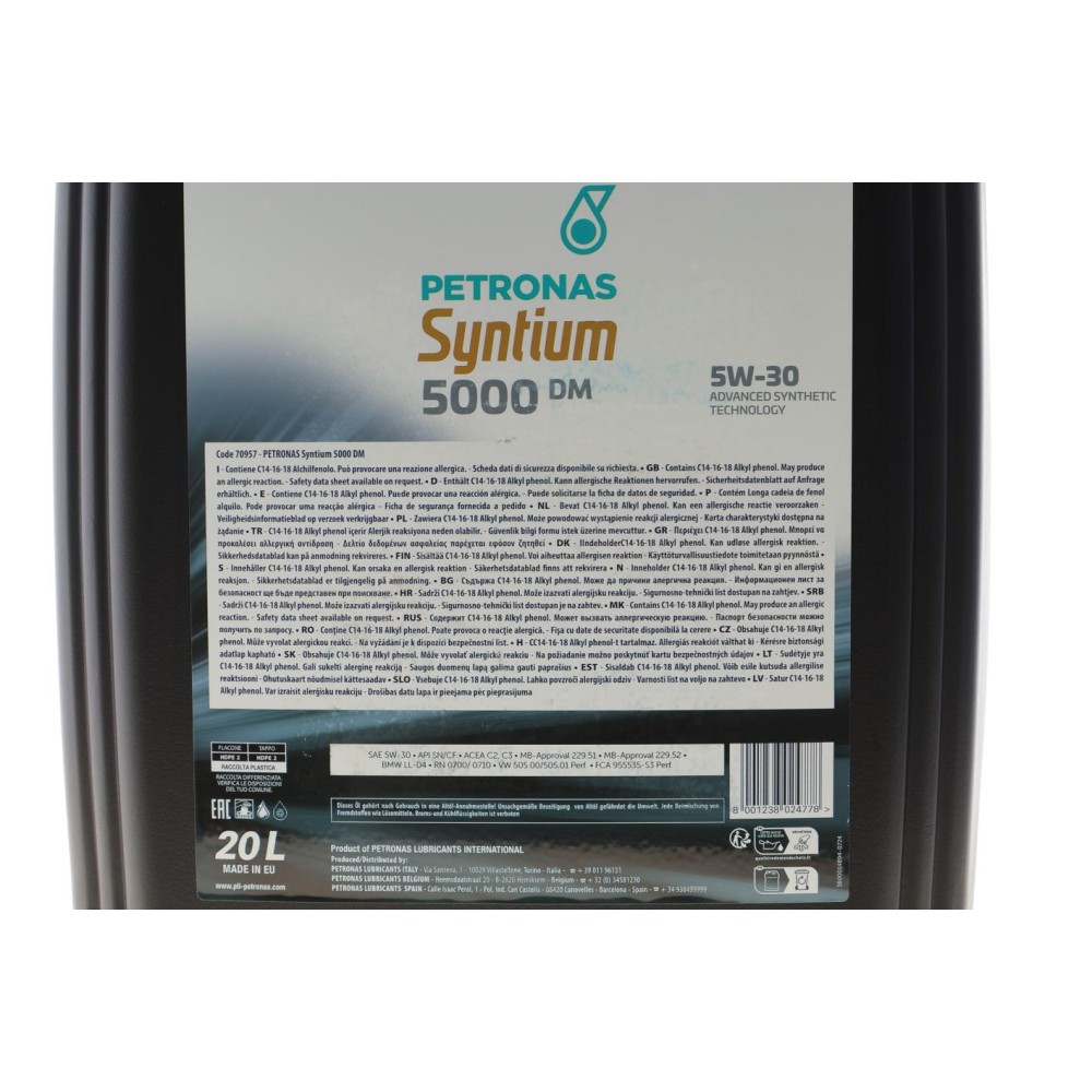 Олива 5W30 SYNTIUM 5000 DM (20L) (MB 229.51/MB 229.52/VW 505.00/505.01/LL-04/RN0700/RN0710)