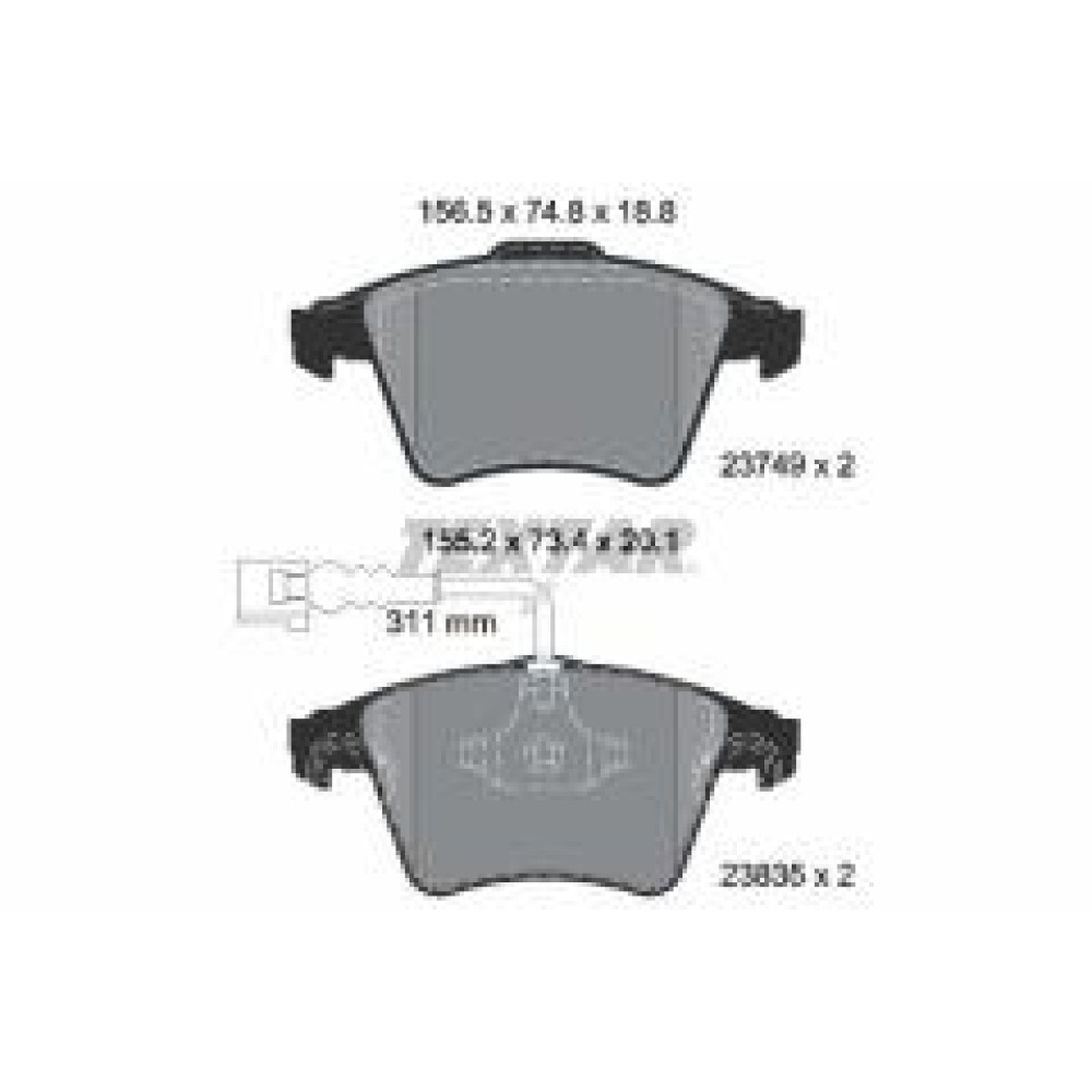 Колодки гальмівні (передні) VW Touareg 2.5TDI 03-10 (Teves) Q+ (з датчиком)