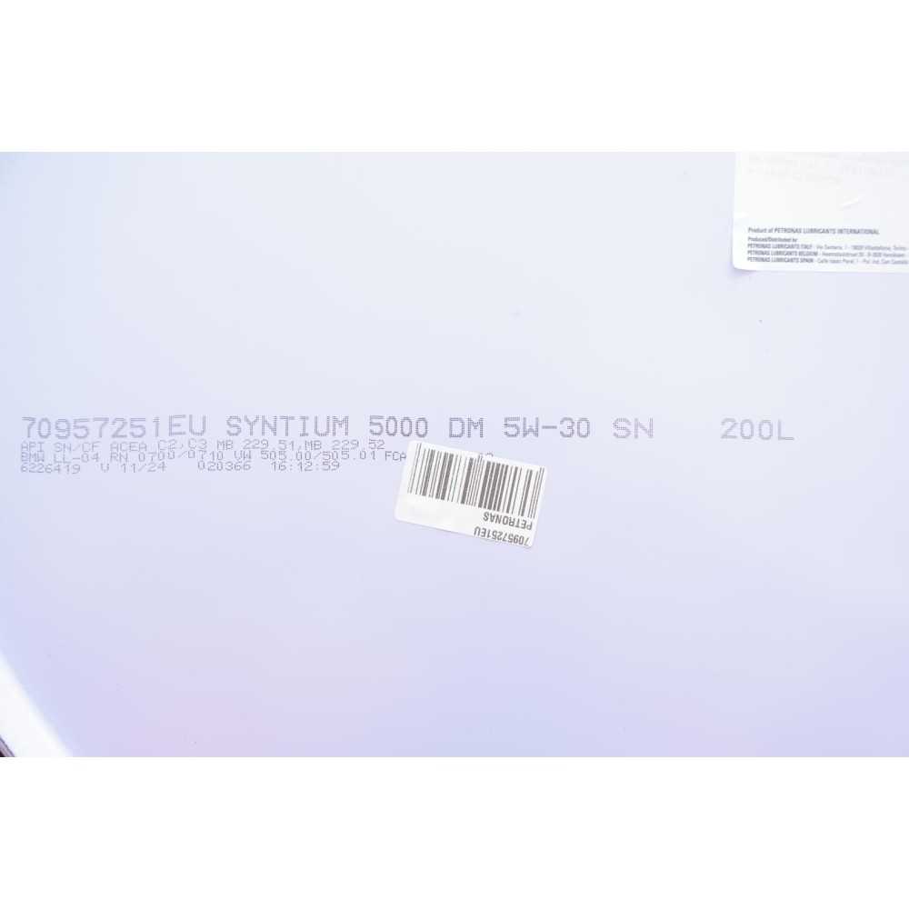 Олива 5W30 SYNTIUM 5000 DM (200L) (MB 229.51/MB 229.52/VW 505.00/505.01/LL-04/RN0700/RN0710) тимчасова заміна на 70644251EU