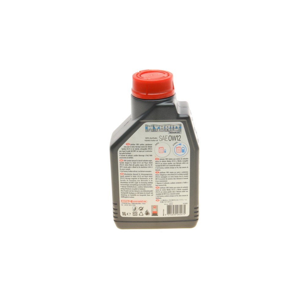 Олива 0W12 Hybrid (1L) (107151) (SAE J 300/ASTM D1298/ASTM D445/D4741/D2270/D92/D97/D874/D2896)