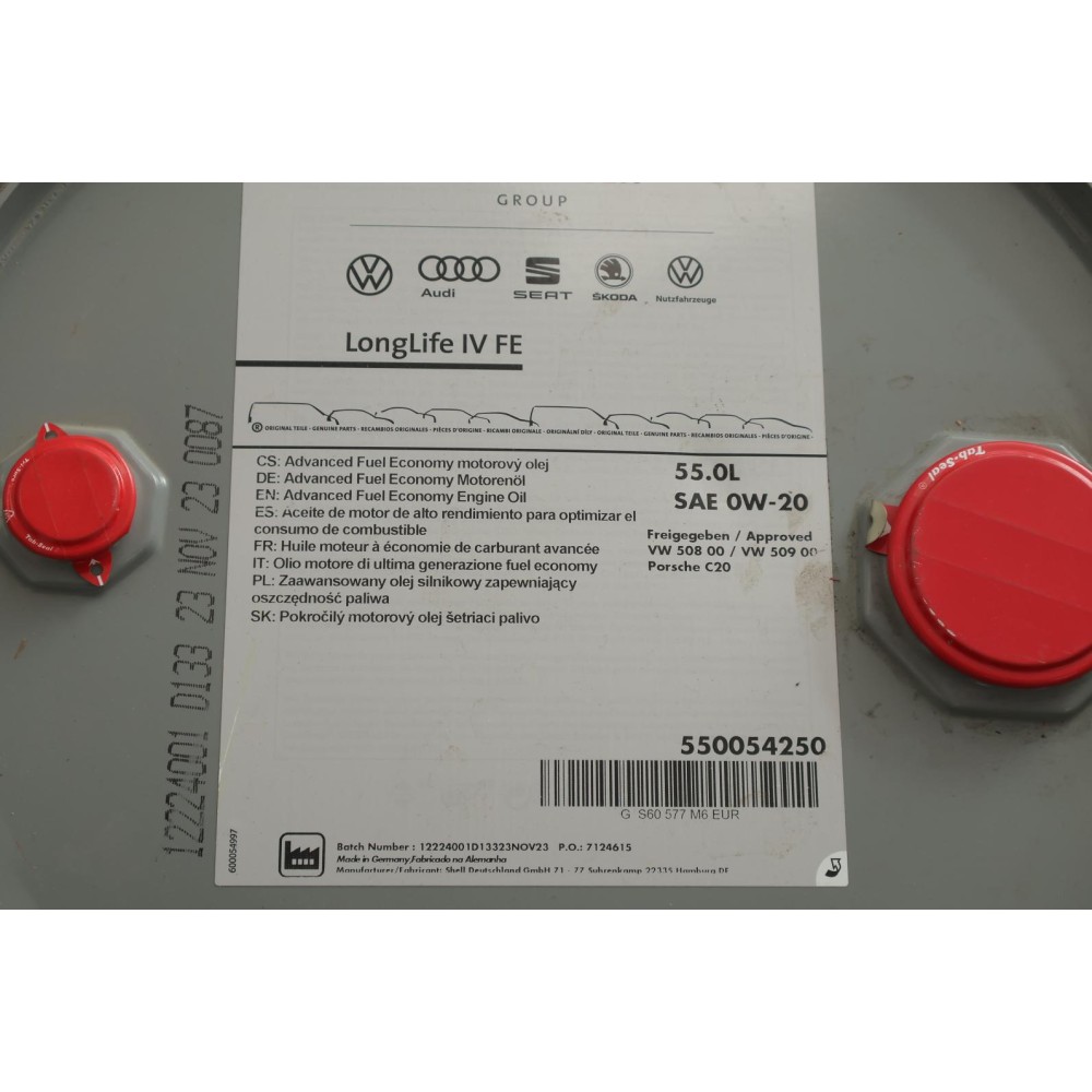 Олива 0W20 LongLife IV (55L) VW 508.00/509.00