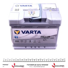Акумуляторна батарея 60Ah/680A (242x175x190/+R/B13) (Start-Stop AGM) Silver Dynamic D52