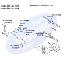 Сайлентблок стабілізатора (заднього) DB 207/Sprinter (12x26x26)