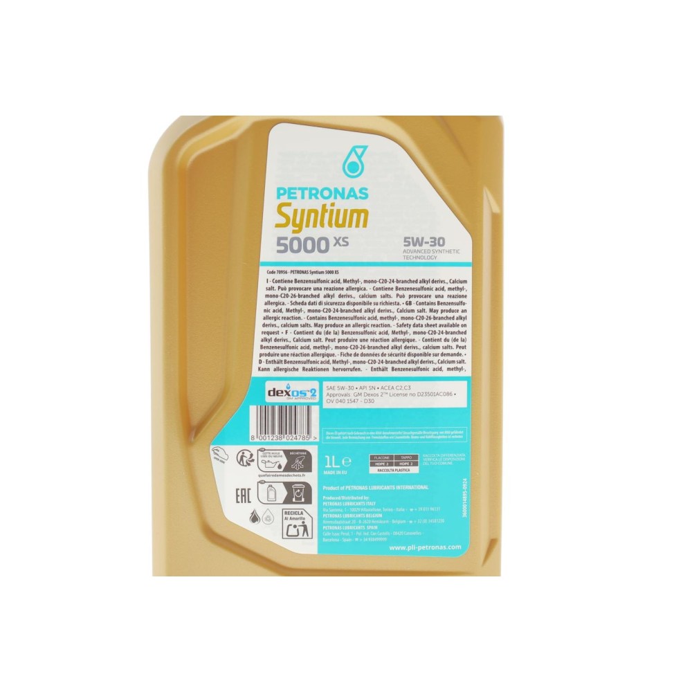 Олива 5W30 SYNTIUM 5000 XS (1L) GM Dexos 2 (API SN/ACEA C2/C3) заміна для 70660E18EU