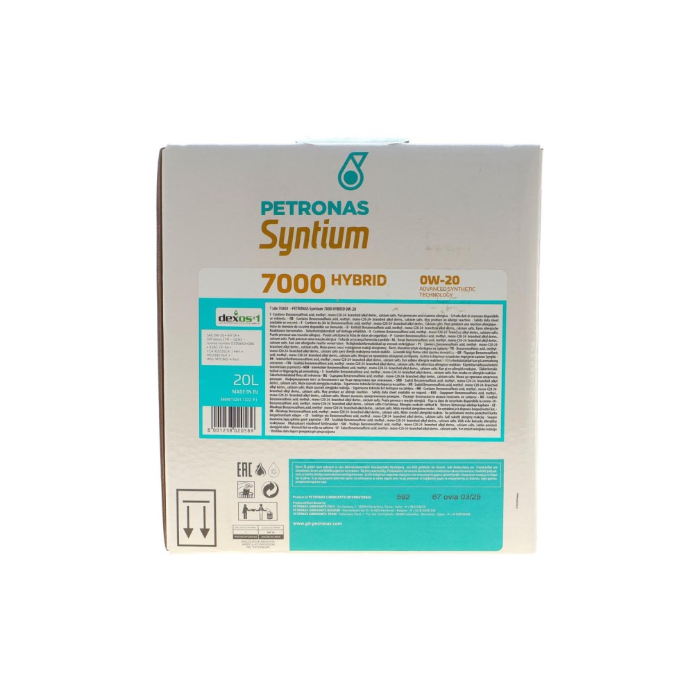 Олива 0W20 SYNTIUM 7000 HYBRID (20L) (API SP/ILSAC GF-6A) (GM dexos1 Gen 3/Ford WSS-M2C962-A1) упаковка BIB