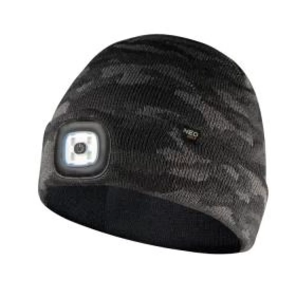 Шапка з LED-ліхтариком двошарова CAMO URBAN (USB-зарядка)
