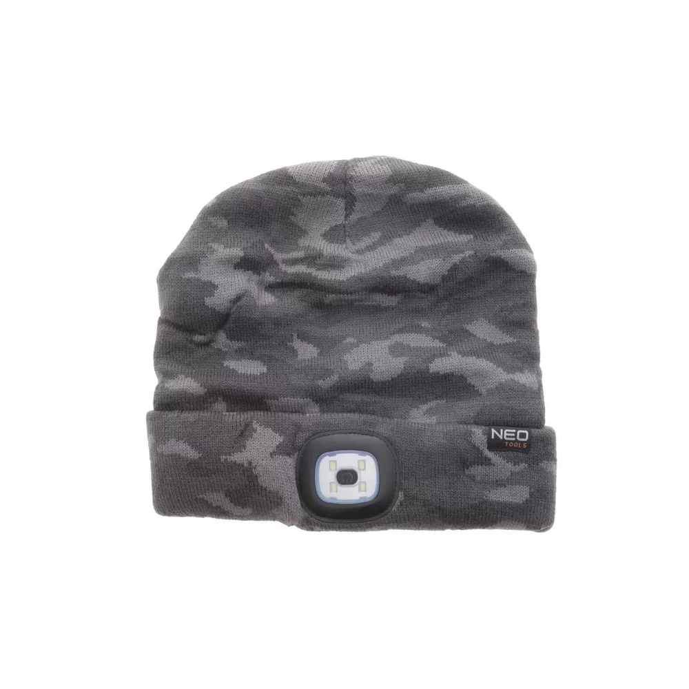 Шапка з LED-ліхтариком двошарова CAMO URBAN (USB-зарядка)