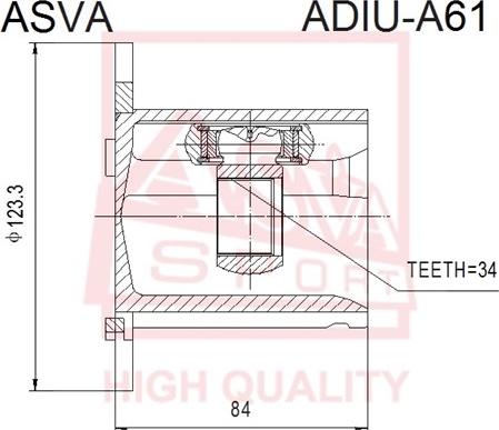 ASVA ADIU-A61 - Комплект шарнірів, приводний вал autodetail.com.ua