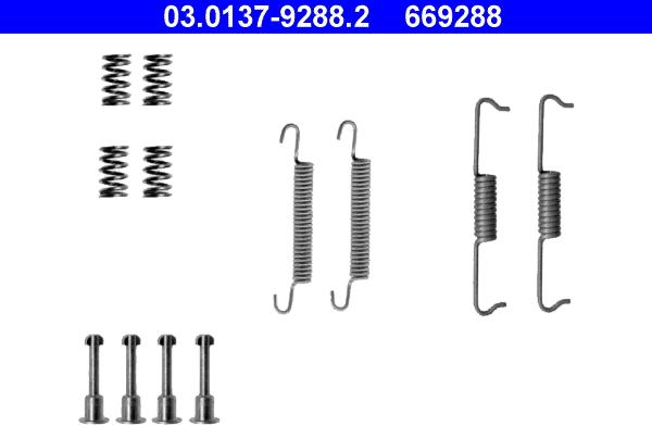ATE 03.0137-9288.2 - Комплект приладдя, колодка стоянкового гальма autodetail.com.ua