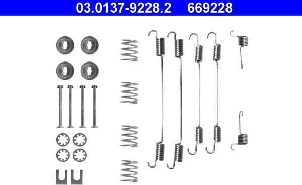 ATE 03.0137-9228.2 - Комплект приладдя, гальмівна колодка autodetail.com.ua