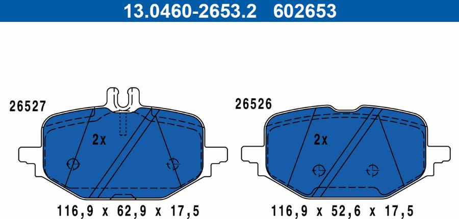 ATE 13.0460-2653.2 - Комплект гальмівних накладок, дискове гальмо autodetail.com.ua