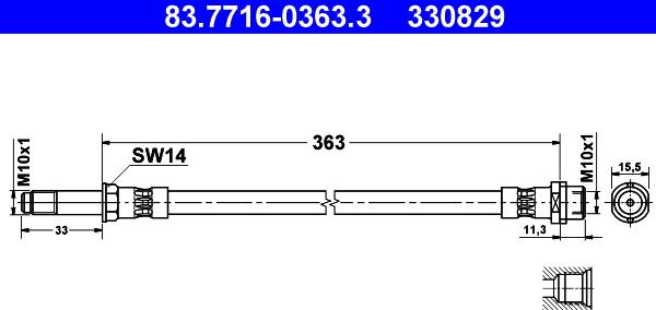 ATE 83.7716-0363.3 - Гальмівний шланг autodetail.com.ua