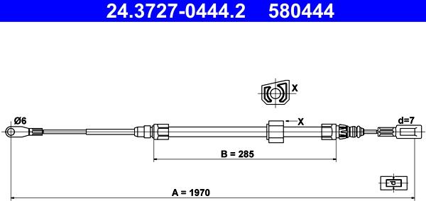 ATE 24.3727-0444.2 - Тросовий привод, стоянкове гальмо autodetail.com.ua