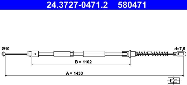 ATE 24.3727-0471.2 - Тросовий привод, стоянкове гальмо autodetail.com.ua