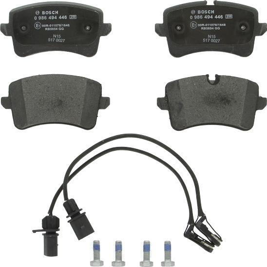 BOSCH 0 986 494 446 - Комплект гальмівних накладок, дискове гальмо autodetail.com.ua