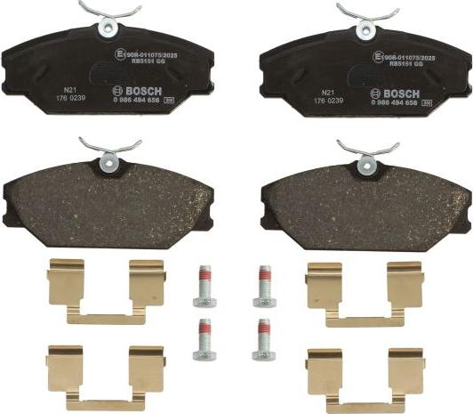 BOSCH 0 986 494 656 - Комплект гальмівних накладок, дискове гальмо autodetail.com.ua