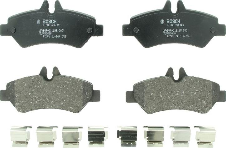 BOSCH 0 986 494 601 - Комплект гальмівних накладок, дискове гальмо autodetail.com.ua